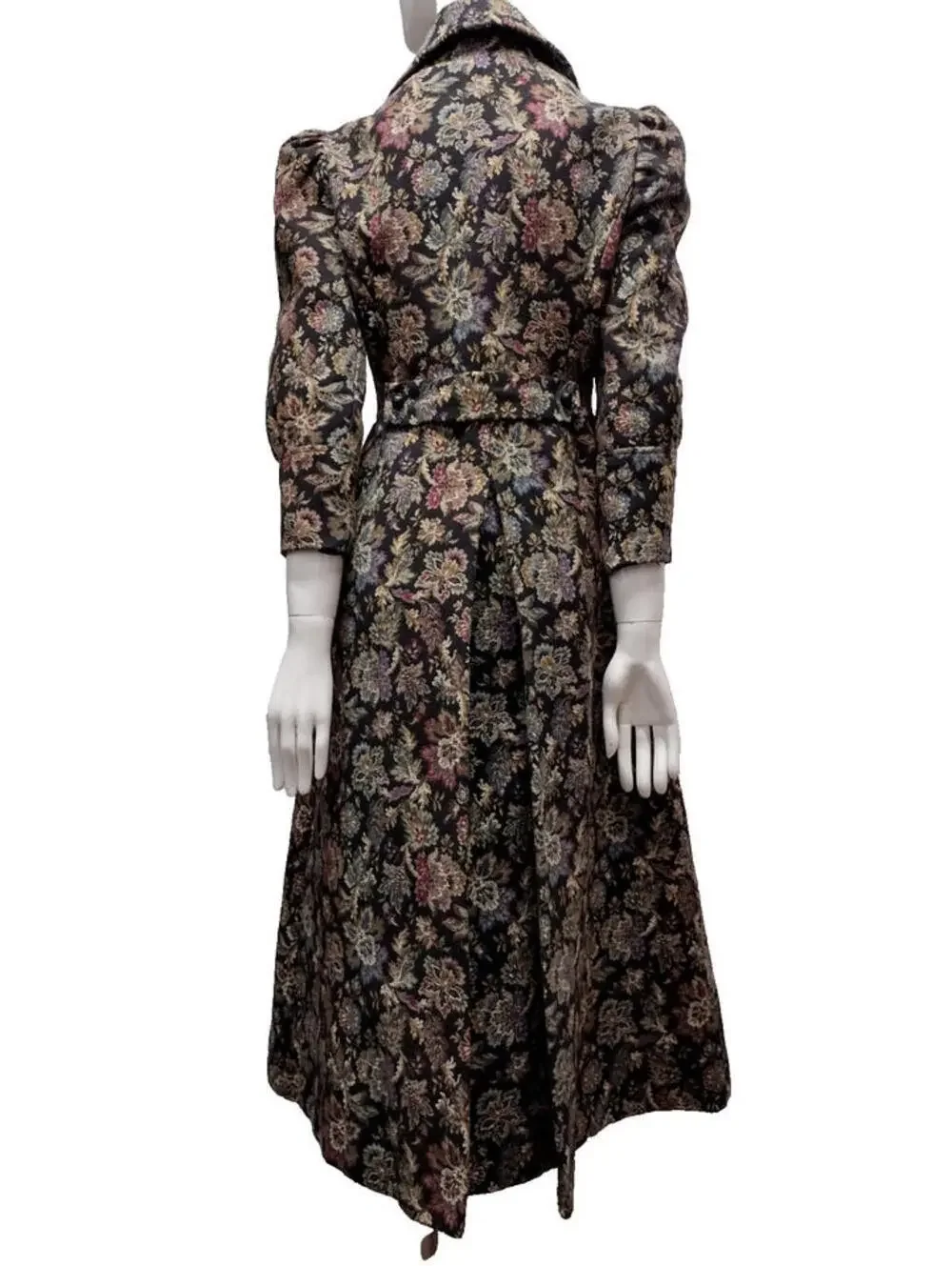 Vintage Tapestry Boho Coat Wide Collar Victorian Chic Lavender Burgundy S/ Med - Picture 5 of 16